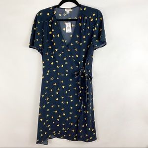 J.Crew Lemon Print Wrap Dress